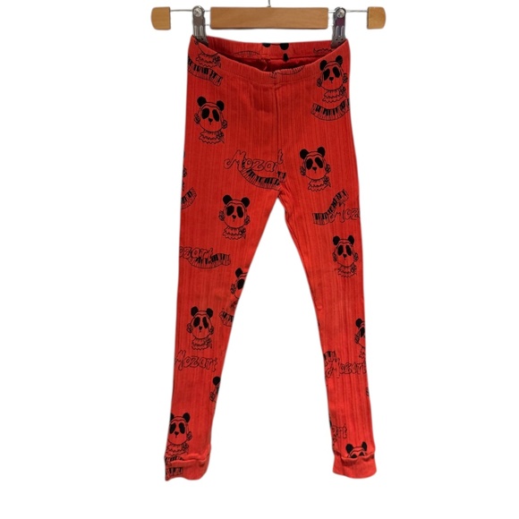 MINI RODINI Mozart Panda Red Ribbed Leggings - 104/110 (4-5 yrs) - Picture 1 of 3